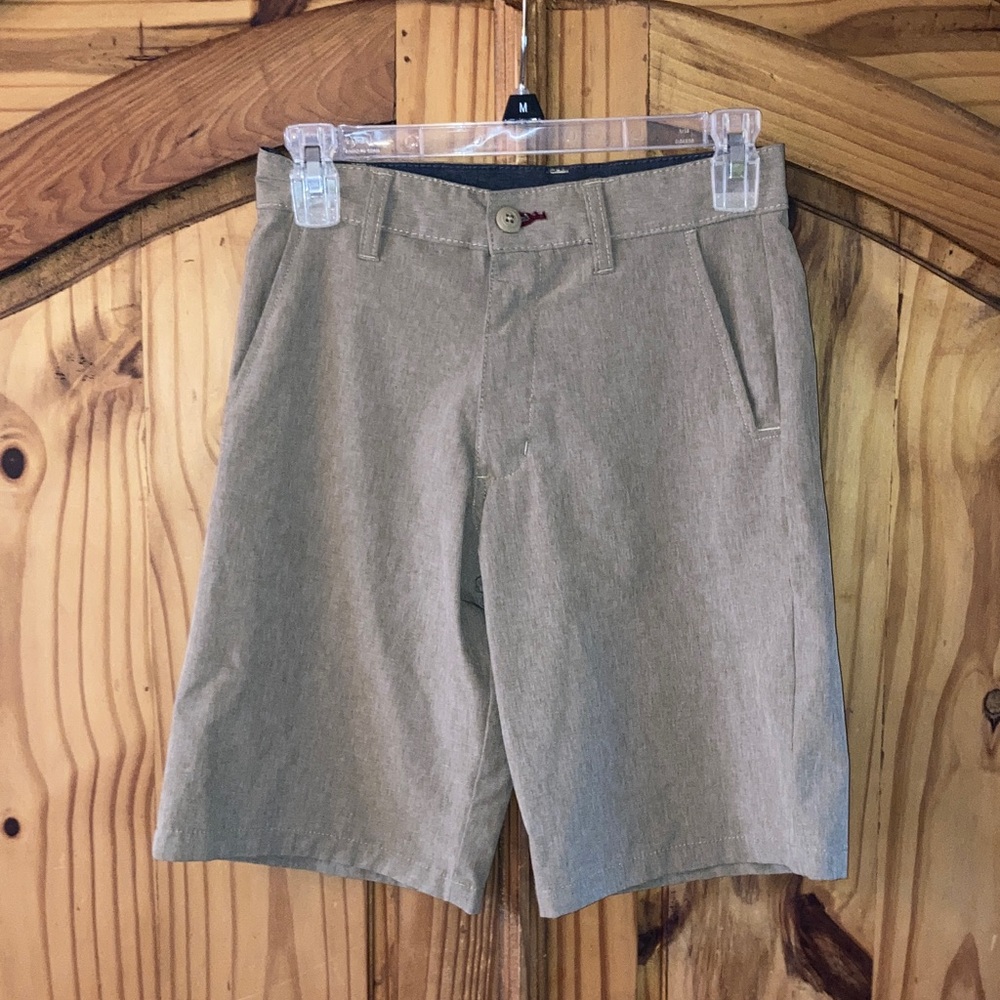 Boys Ron Jon Surf Shop tan khaki flat front chino shorts size 26